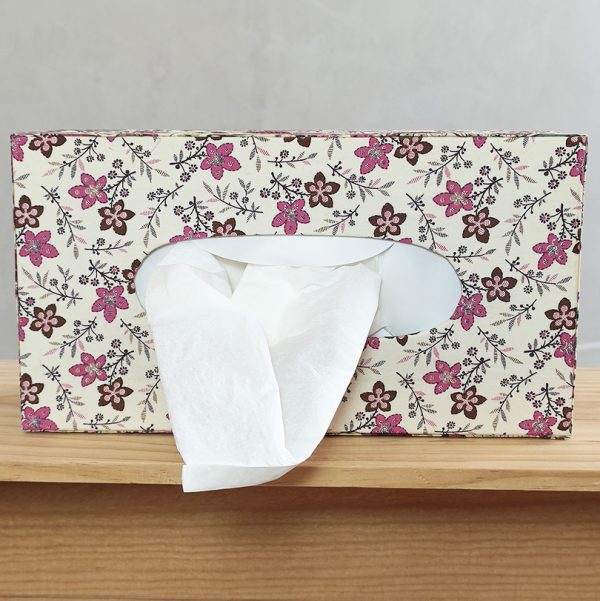 Boîte à Mouchoirs Décorative En Cuir Avec Fleurs Roses - Distributeur élégant Pour Salle De Bain, Bureau, Voiture